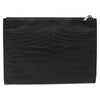 Saint Laurent Classic Monogram Zip Pouch Crocodile Embossed Leather