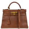 Hermes Kelly Handbag Brown Courchevel with Gold Hardware