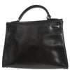 Hermes Kelly Handbag Black Box Calf with Gold Hardware