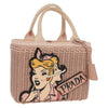 Secondhand Prada Comic Basket Bag Wicker with Applique