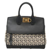 Salvatore Ferragamo Studio Satchel Gancini Jacquard and Leather