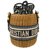 Christian Dior Drawstring Bucket Bag Wicker with Oblique Canvas