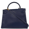 Hermes Kelly Handbag Blue Ardennes with Gold Hardware