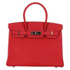 Secondhand Hermes Birkin Handbag Red Epsom with Palladium Hardware