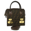 Fendi Vintage Top Handle Lock Box Bag Zucca Canvas