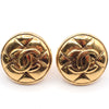 Chanel Vintage CC Round Button Clip-On Earrings Metal