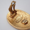 Chanel Vintage CC Crown Oval Plate Clip-On Earrings Metal