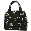 Chanel Vintage Coco Logo Zip Around Handle Bag Quilted Printed Canvas