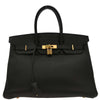 Hermes Birkin Handbag Black Clemence with Gold Hardware