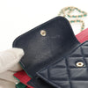 Chanel Tricolor CC Multi-Pocket Wallet on Chain Quilted Goatskin