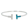Secondhand Tiffany & Co. T Wire Bracelet 18K White Gold with Diamonds and