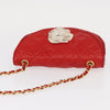Chanel Camellia Rounded Clutch Satin and Leather