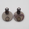 Chanel Vintage CC Round Button Clip-On Earrings Metal and Wood