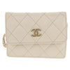 Secondhand Chanel Camellia Bow Flap Card Holder with Chain Quilted