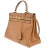 Secondhand Hermes Kelly Handbag Brown Togo with Gold Hardware