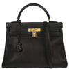 Hermes Kelly Handbag Black Ardennes with Gold Hardware