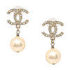 Secondhand Chanel CC Pearl Drop Earrings Faux Pearl and