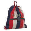 Gucci Logo Drawstring Backpack Striped Canvas