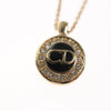 Secondhand Christian Dior CD Round Pendant Necklace Metal and Crystals