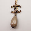 Chanel CC Drop Pendant Necklace Metal with Resin