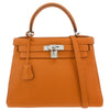 Secondhand Hermes Kelly Handbag Orange Togo with Palladium Hardware
