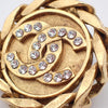 Chanel Vintage CC Round Clip-On Earrings Metal with Crystals