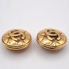 Chanel Vintage CC Round Button Clip-On Earrings Metal