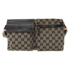 Gucci Vintage Double Belt Bag GG Canvas with Leather