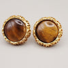 Secondhand Chanel Vintage CC Round Button Clip-On Earrings Metal and Wood