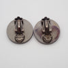 Chanel Vintage CC Round Button Clip-On Earrings Metal and Wood