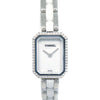Secondhand Chanel Premiere Mini Quartz Watch Stainless Steel and Ceramic with Diamond Bezel