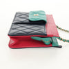 Chanel Tricolor CC Multi-Pocket Wallet on Chain Quilted Goatskin