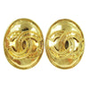 Chanel Vintage CC Button ovales Clip-On Earrings Gold-plated