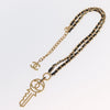 Secondhand Chanel CC Key Pendant Necklace Metal with Leather and Crystals