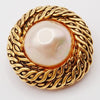 Chanel Vintage Round Clip-On Earrings Metal with Faux Pearl