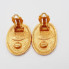 Secondhand Chanel Vintage CC Crown Oval Plate Clip-On Earrings