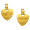 Chanel Vintage CC Heart Clip-On Earrings Metal