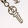 Secondhand Chanel CC Key Pendant Necklace Metal with Leather and Crystals