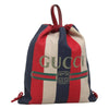 Gucci Logo Drawstring Backpack Striped Canvas
