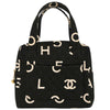 Chanel Vintage Coco Logo Zip Around Handle Bag Quilted Printed Canvas