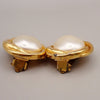 Chanel Vintage Round Clip-On Earrings Metal with Faux Pearl