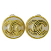 Secondhand Chanel Vintage Round CC Clip-On Earrings Metal with Faux