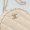 Chanel Round Clutch with Chain Quilted Calfskin with Pearl Detail