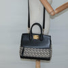 Salvatore Ferragamo Studio Satchel Gancini Jacquard and Leather