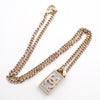 Chanel CC Dog Tag Pendant Necklace Metal with Crystals