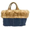 Prada Canapa Tote Denim and Fur