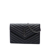 Secondhand Saint Laurent Chevron Studded Sheepskin Monogram Envelope Chain Wallet