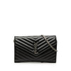Secondhand Saint Laurent Grain De Poudre Chevron Monogram Envelope Chain Wallet