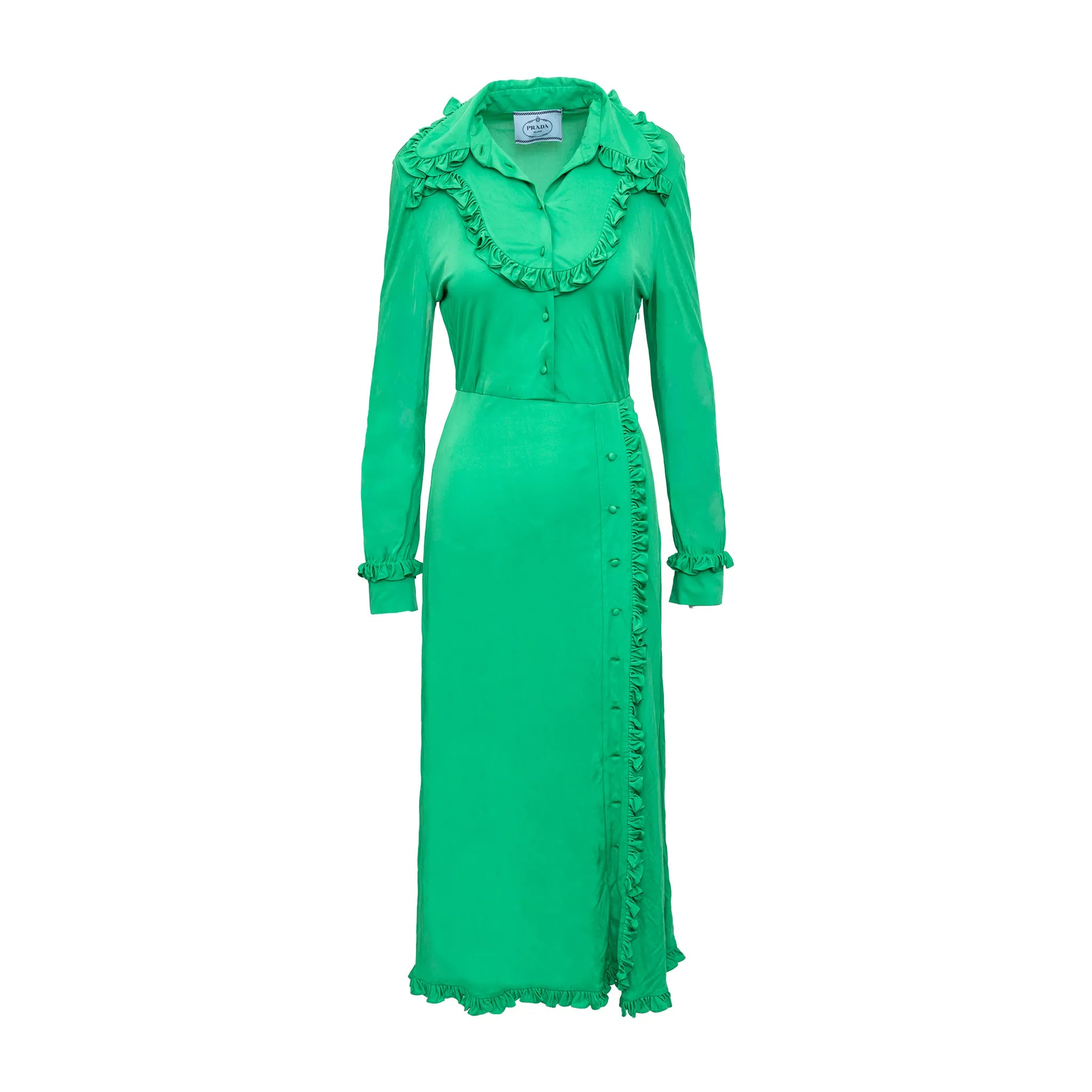 Prada Ruffle Collar Long Dress Secondhand Prada Ruffle Collar Long Dress Secondhand