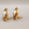 Chanel Vintage Round Clip-On Metal with Faux Pearl